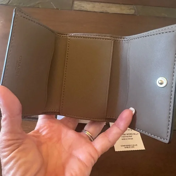 Coach Dark Stone Micro Wallet NWT Tonal Hardware - Picture 8 of 10